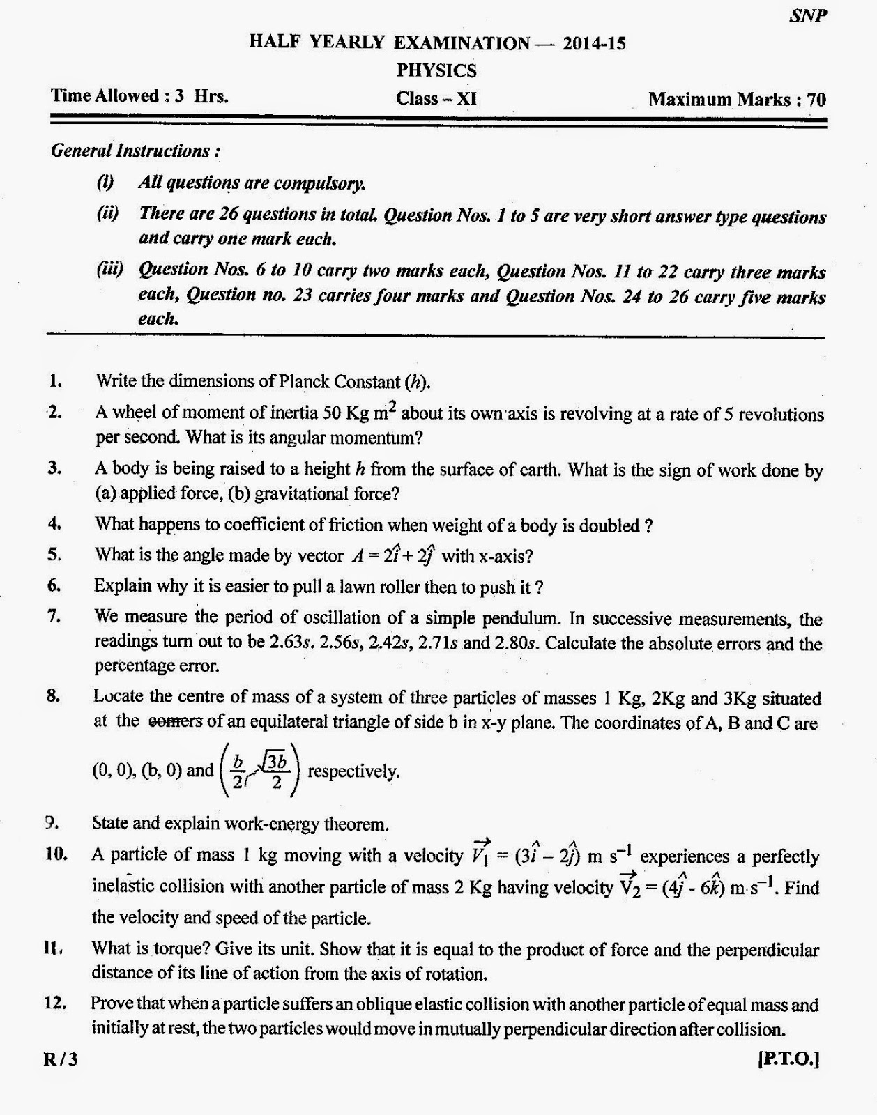 Term examination paper